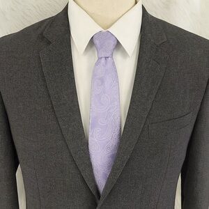 Paul Fredrick Tie Lavender Paisley 100% Silk Tie Purple